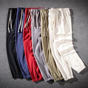 2021 Mens Summer Straight-Leg Pants Large Size Loose Chinese Style Casual Trousers