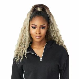 Afro Puf İpli At Kuyruğu Ile Değiştirilebilir Patlama Gri Yüksek Puf Bun Kısa Afros Kıvırcık Saç Çörekler Klip Klip Hairpieces Ananas Ponytails 120G140G