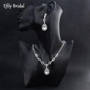 Earrings & Necklace Efily Fashion Crystal Bridal Jewelry Sets Rhinestone And Earring Pendant Women Wedding Accessories Prom Bridesmaid Gift