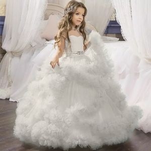 Kinderparty tragen Mädchen weiße Hochzeitskleider Baby Prinzessin Kleid Kinder Ballkleider Kleid Kleid