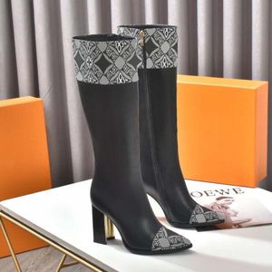 Fashion color matching round head women long Boots female martin casual wild nonslip leather women boots by home