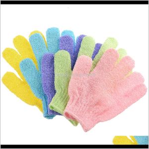 Spazzole, spugne Scrubber Aessories Giardino Colori caramelle Pulizia del corpo Doccia Guanto esfoliante Cinque dita Bagno Guanti da bagno Supp casa