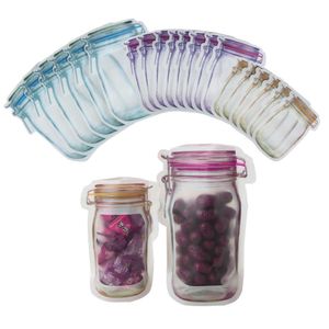 10/20Pcs Reusable Mason Jar Bottles s Nuts Candy Cookies Seal Fresh Food Saver Storage Bag Snacks Zipper Sealed Organizer