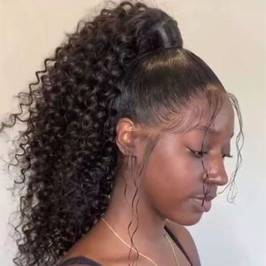 Afro Kinky Curly Black Włosy Pony-Tail Fryzury Klips Ins Natural Puff Ponytailss Rozszerzenia Sznurek Ponytail Krótki wysoki kucyk 120g