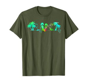 Summer Heartbeat Koszula Palm Tree Wine Glass Flip Flop Camper T-shirt