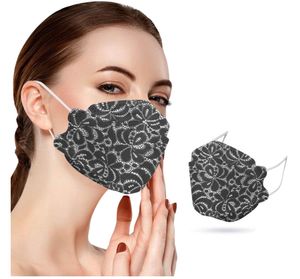 2021 Maschera di pesce non tessuta pizzo stampato maschera coreana maschera di foglie di salice maschere per il viso per adulti rossetto antiaderente PM2.5