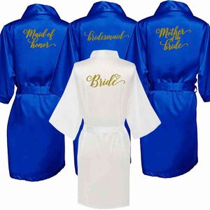 Satin Silk roupes Plus Size Bathrobe Bathrobe Bridemaid Mãe Moadia de Honra Vestido Mulheres Roupas Sleepwear Royal Azul