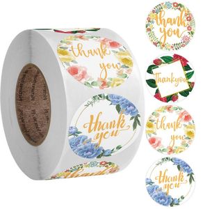 Çiçek stil paketi sticker Teşekkür ederim yapışkanlı çıkartmalar 500 adet rulo 1 inç 1.5 inç 3.8 cm tatil için yuvarlak etiket iş sunar