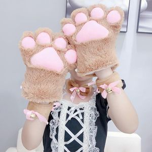 Anime Cosplay Cartoon Big Cat Gloves Winter Sexy Keep Warm Cute Lovely Plus Velvet Thicken Japanese Style Performance Props Five Fingers