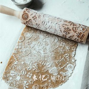 Desen Ahşap Oklava Kabartma Kek Oyulmuş Rolling Pin Çerez Ekmek Aksesuarları Rodillo De Cocina Ev Gadget DG50RP 211008