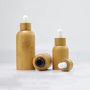 Flacone di olio essenziale in vetro di bambù naturale Contagocce in plastica marrone a prova di luce Bottiglie di miscelazione per aromaterapia 10 ml ~ 50 ml