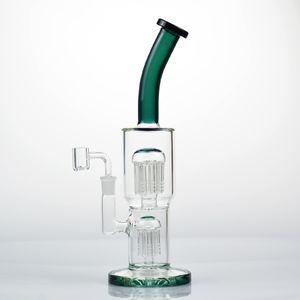 12 pollici Twin Tree Percolatori Bong Bong Narghilè Boro Glass Multi-Braccio Tubo Acqua doppia Perc Bongs Riciclati Smoking DAB RIG Riciclatore con ciotola da 14mm quarzo banger