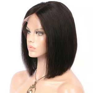 13X4 Bob Wig Short Lace Front Human Hair Wigs 150% Middle Part Mongolian Straight Wigs