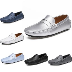 2021 Leder Doudou Herren Casual Fahrschuhe weiche Sohle Mode Schwarz Marine Weiß Blau Silber Gelb Grau Schuhe All-Match Lazy Cross-Border 38-46 73