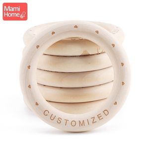 20/50pc 70*10mm Maple Wood Ring Baby Teething Custome Name DIY Making Bracelet Necklace Wooden Teether Nurse Gift 211106
