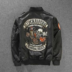 Stockriders Motorcycle Luxury Bomber Trench Jackets Men Big Size Baseball Skull Jacket Men Pilot Windbreaker Jackets M-3XL 211011