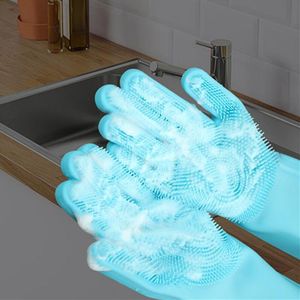 Disposable Gloves 1 Pair Dishwashing Food Grade Magic Rubber Silicone Dish Washing Kitchen Scrubber Dishes Cleaning Wash