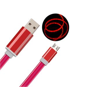 Snabb lysande LED-flödande ljusmagnetiska telefonkablar typ C USB-C Micro USB-laddningskabel för Samsung HTC LG Android PC Ny hög kvalitet