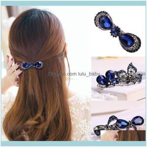 Ударные ювелирные украшения зажимы Barrettes Crystal Butterfly Barrette Harepin Vintage Athestone Цветочная булавка Женщины Укладки Aessories Gir