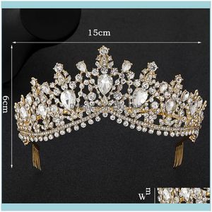 Barrettes Jewelry Jewelrybaroque Rose Gold Pink Crystal Crown Tiara Tiara com pente de baile de casamento