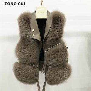 Faux Fur Vest Coat Kvinnors Lapel Ärmlös Buckle Slim Plus Storlek Teddy Coat High Street Plush Fur Jacket 211110