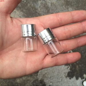 Bottiglie di vetro piccole da 5 ml Tappo a vite in alluminio Coperchio d'argento Mini fiale di vasetti vuoti trasparenti trasparenti 100 pezzi di alta quantità