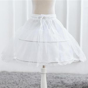 Saias Kids White formal uma camada saia crianças meninas cintura cordão underskirt para tamanho princesa festa sólida vestido de baile de laço