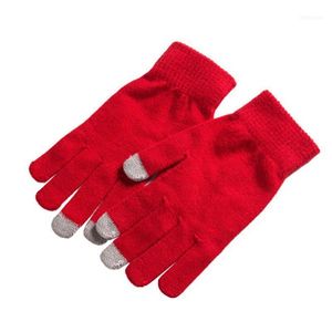 スマートフォンタブレットフルフィンガーのための男性女性冬の手袋暖かいミトンガタヴィエルノMujer1