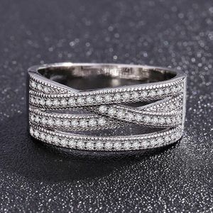 Wholesale swarovski jewelry sale for sale - Group buy Sale Women s Fashion Ring Crystal From Swarovskis Party Luxury Bridal Jewelry Silver Wedding Engagement Cluster Rings