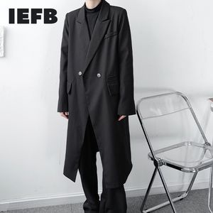 IEFB Men's Casual Mid Length Classic Windbreaker Trend Spring Witner British Style Mens Long Coat Double Pockets 9Y4629 210524