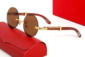 Mode Übergroße Sonnenbrille Runde Metall Männer Frau Designer Holz Gläser Leopard Kopf Oval Qualität Legierung Multi mit Kasten