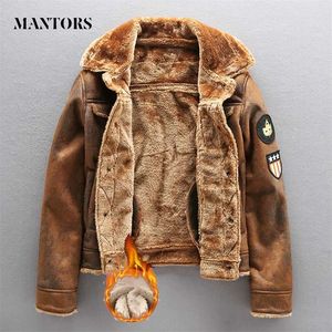 PU Jacka Män Tjock Varm Militär Bomber Taktiska Läder Jackor Mens Outwear Fleece Fur Windbreaker Coat Male 4XL Kläder 211008