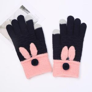 Bonito Inverno Quente Malha Luvas Touchscreen Soft Anti-Slip Desenhos animados de malha para as mulheres Guantes Mujer1