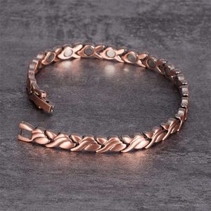 Magnetische Armbänder aus reinem Kupfer für Frauen, Vintage-Kette, Gesundheit, Energie, Armreifen, Arthritis-Schmuck 211124