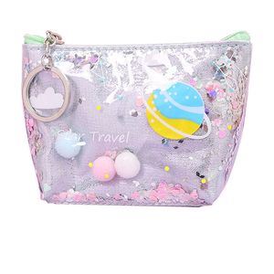 Simple Stylish Laser Cosmetic Bag Storage Bag Durable Waterproof Portable Clutch Leather Purses Coin Bling Purse