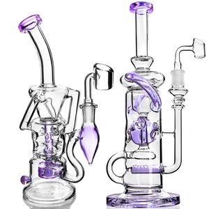 Two Styles Purple Hookah Fab Egg Shisha Glass Water Bongs Recyler Dab Rigs Heady Waterpipes Bubbler Smoking Bong 14.4 mm