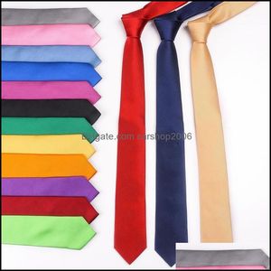 Nacke mode aessoriesNeck slipsar 6cm solida polyester halsor för kvinnor man corbatas gravata vävt slim business bröllop anpassade logo1 dro