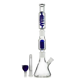 16 Inch Hookahs Tall Bong Condenser Coil 6 Arms Tree Perc Beaker Glass Bongs Freezable Dab Rig Buil A Bong With Diffused Downstem Bowl 18mm Female Joint