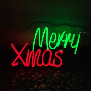 Julfest dekoration Marry Xmas Sign Holiday Lighting Home Bar Public Places Handgjorda Neon Light 12 V Super ljus