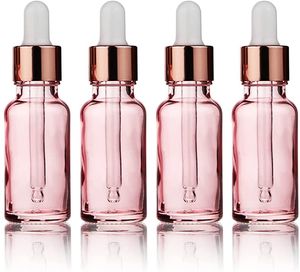 Pink Glass Dropper Bottle for Essential Oils Empty Glasses Eye Droppers Bottle Holder Rose-Golden Caps Perfume Travel Vial Container