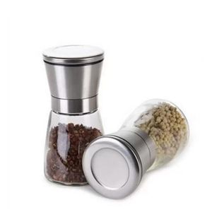 Salt and Pepper Grinder Stainless Steel Glass Body Mill Adjustable Ceramic Rotor Practical Kitchen Accessories