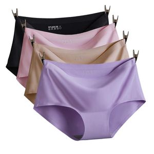 Women's Panties Selling Soft Solid Color Ice Silk One-Piece Underwear Ladies Briefs Mid Waist Size Free Choice