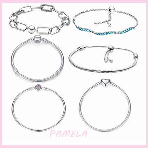 Pamela DIY для Pandora Оригинальный браслет 925 Стерлинг Стерлинг Стерлинг Сердце Цепь Браслет Рождественский Подарок Для Женщин Ювелирные Изделия Пульсары