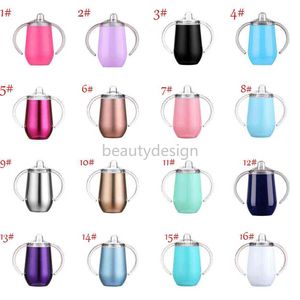 16 Colors 10oz Sublimation Sippy Cups Blank DIY Baby Milk Bottle with Handle Stainless Steel Kids Drinking Tumbler FY4287 DD