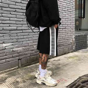 High Street Dark Souls Shorts Männer Hip Hop Reflektieren Licht Lustige Drucken Kurze Hosen Marke Skateboard BF WInd Männer 210714