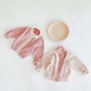 秋の赤ちゃんセーター幼児子供セーターニットマルチカラーコートシャツオールマッチカーディガン210515