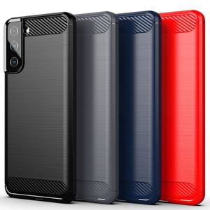 Capa de telefone para Samsung Galaxy S24 Ultra S23 Plus A05 A15 A25 A35 A55 A04 A14 A24 A34 A54 Fibra de carbono macia TPU borracha silicone armadura capa à prova de choque escovado robusto