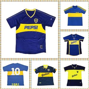 Diego Maradona Retro Boca Juniors Fussball Jersey 1981 1997 1999 2001 2002 Vintage Classic Palermo Veron Lange Ärmel Männer Fußballhemden Uniformen