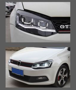 Luzes diurnas led para vw polo 2011-2018drl conjunto de farol alto/baixo lente de feijão sinal de volta lâmpada de nevoeiro reversa