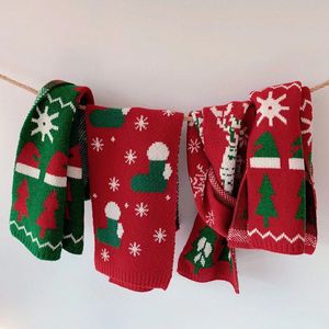 natale bambini cartoni animati sciarpe moda natale Bambini patchwork colore Baby Elk maglia avvolge rosso inverno ragazzi ragazze sciarpe di lana jacquard D274